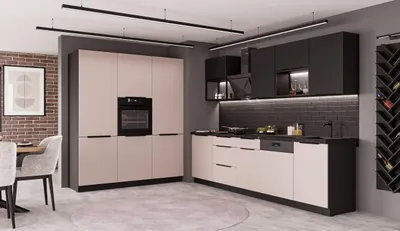 Produktbild von Küche ARONA + SIENA LOFT 280 + 180 cm Küchenzeile Küchenblock Einbauküche Kaschmir beige matt + Schwarz matt