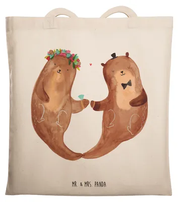 Produktbild von Mr. & Mrs. Panda Jutebeutel Hochzeit Otter - Transparent - Geschenk, Stoffbeutel, Hochzeitstag, Hochzeitsgeschenk, Hochzeitskarte, Tote Bag, Schultasche, Zur, Trauung