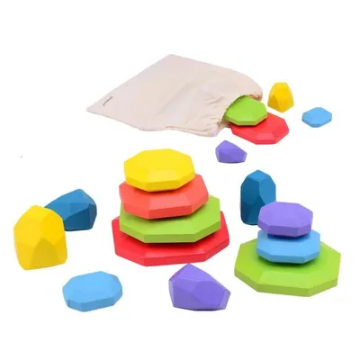 Produktbild von Jouéco Holz Regenbogen Stapelsteine Lernspielzeug 13-teilig
