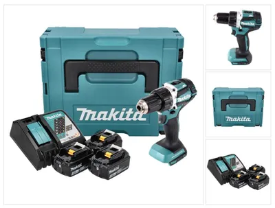 Image de Makita DDF 484 RT3J Perceuse-visseuse sans fil 18 V 54 Nm Brushless + 3x batterie 5,0 Ah + chargeur + Makpac