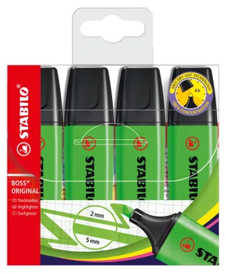 Obrázek produktu pro Zvýrazňovač - STABILO BOSS ORIGINAL - balení 4 ks - zelený