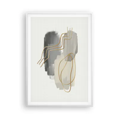 Produktbild von Gerahmtes Poster - Weißer Rahmen - Abstraktion Stück Gold - 70x100 cm - Wand Bild - Wanddeko - Wandbilder - Kunstposter - Wandposter - Bilderrahmen - Bilder - Kunstdruck - Wandbild - P2WPA70x100-4149