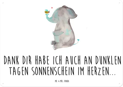 Produktbild von Mr. & Mrs. Panda tafel Elefant Biene DIN A4 - Weiß - Geschenk, Retro Blechschild, Türschild, Schild, Lustige Sprüche, Wandbild, Liebe, Hochzeitsgeschenk, Liebesspruch