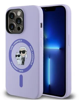Image de Karl Lagerfeld Silicone Karl&Choupette Heads Ring Magsafe Case pour Iphone 14 Pro Max - Violet