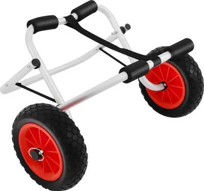 Produktbild von Boots- & Kajakwagen - Transportwagen - 2 Räder - Aluminiumlegierung - Traglast 80 kg - 3 m Spanngurt - Räder Ø 25,4 cm - Silber/Schwarz