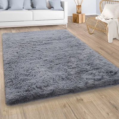 Produktbild von Hochflor Teppich Wohnzimmer Fellteppich Kunstfell Shaggy Flauschig