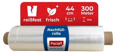 Image de Film alimentaire Paclan, rouleau de 300 mètres x 44 cm, résistant, rouleau rechargeable