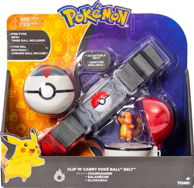 Produktbild von Pokémon Clip’n Carry Gürtel - Glumanda (4 cm) - Verstellbarer Gürtel mit 2 Pokébällen, Perfekt für Pokémon-Trainer, Offiziell Lizenziert