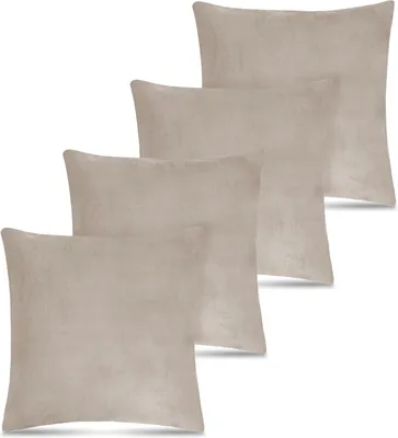 Produktbild von Flauschig weiche Teddy-Fleece Kissenbezüge 4er Set, schlicht, für den Winter