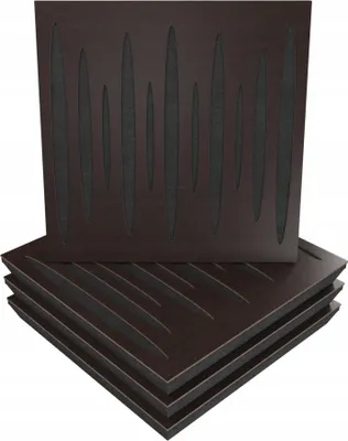 Obrázok produktu pre 4 akustické stenové panely s montážnou sadou | "PULSAR" 50x50x5cm | absorpcia a difúzia | farba: wenge