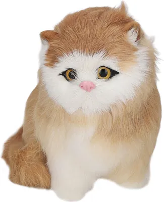 Produktbild von Niedliche Simulations-Plüsch-Katzenpuppe, gelb, lebensechte pelzige Statue, Figur, Heimdekoration für Kinder und Erwachsene