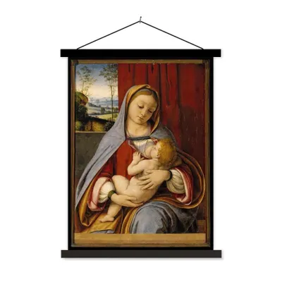 Obrázek produktu pro MuchoWow® Textilní plakát - Madona s dítětem - Leonardo da Vinci - 120x160cm - S černými lamelami