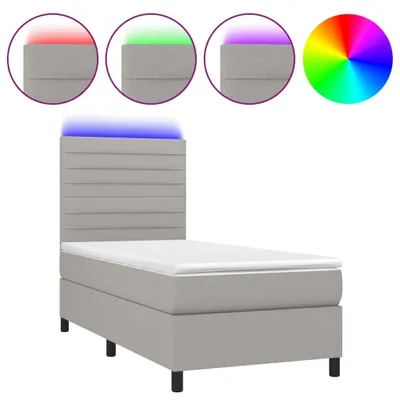 Produktbild von vidaXL Boxspringbett mit Matratze & LED Hellgrau 80x200 cm Stoff