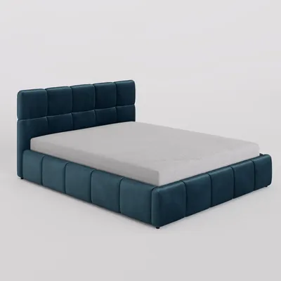 Produktbild von POLSTERBETT 160/200 cm, in Dunkelblau, Velours-Stoff, gepolstertes Kopfteil, Lattenrost, Bettkasten