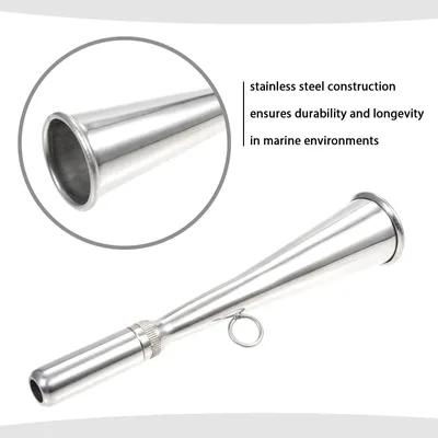 Imagen del producto de Claxon de niebla de acero inoxidable para embarcaciones, claxon portátil con boquilla desmontable, ideal para la seguridad y la comunicación marítima en yates y embarcaciones