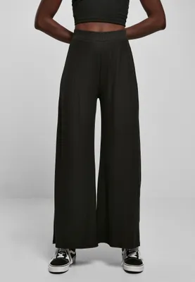 Obrázok produktu pre Dámske nohavice Urban Classics Rib Jersey Wide Leg Pants black - široké XXL