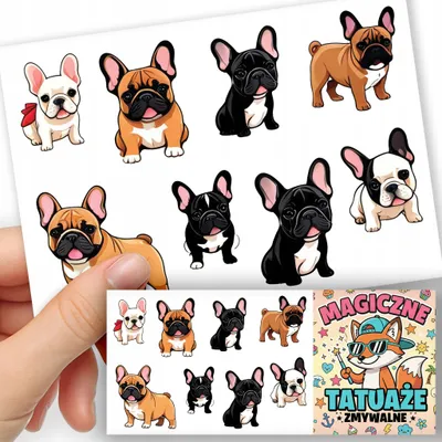 Produktbild von ABWASCHBARE KINDERTATTOOS TEMPORAER - Hunde Rasse BULLDOG FRANCUSKI - 8 St.