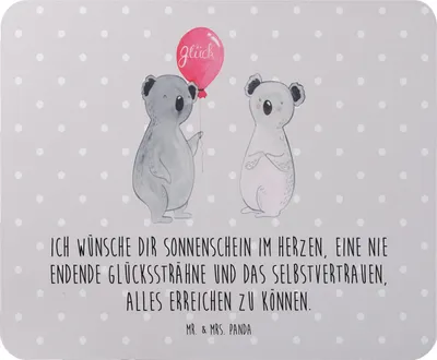 Produktbild von Mr. & Mrs. Panda Mauspad Koala Luftballon - Grau Pastell - Geschenk, PC Zubehör, Koalabär, Party, Designer Mauspad, Computer zubehör, Einzigartiges Mauspad, Geburtstag