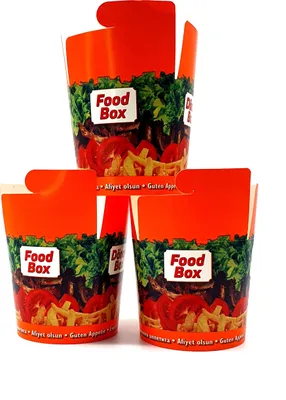 Produktbild von Döner Box Foodbox Nudelbox Pappe Lunchbox, 500 Stück, 750ml, 26oz, rund, faltbar