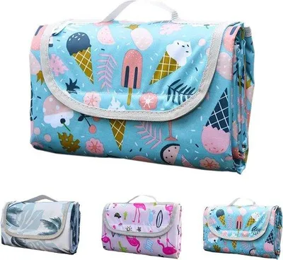 Obrázek produktu pro Voděodolná pikniková deka na pláž a kempování – 200 x 150 cm – skládací a přenosná – modrá