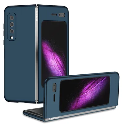 Image de Etui Samsung Galaxy Fold, étui mince et rigide en PC résistant aux rayures pour Samsung Galaxy Fold 2019 Bleu foncé