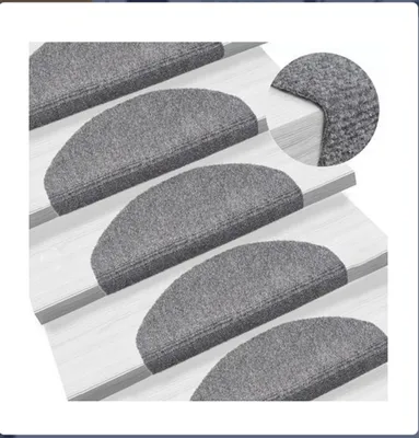 Produktbild von 15-tlg Treppenmatten  Selbstkleb Treppenmatten Stufenmatte 65x21x4cm Nadelvlies Halbrund Grau