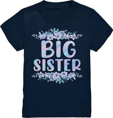 Produktbild von Große Schwester T-Shirt Blumen Big Sister – Navy / 98/104 (3-4)