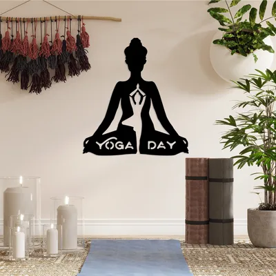 Immagine prodotto di Wallity, Yoga 29, Accessorio decorativo da parete in metallo, Nero, 100 % METALLO, 56 x 50 cm