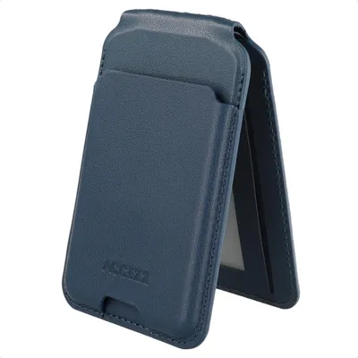 Image de Accezz Portefeuille magnétique en cuir avec support - Convient à Apple Find My - Bleu nuit