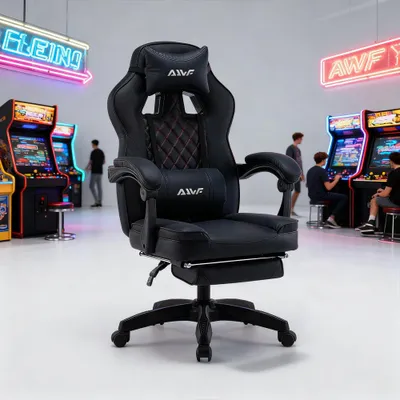 Produktbild von Gaming-Stuhl – Ergonomischer Bürostuhl – Mit Memory-Schaum und schwarzer Polsterung