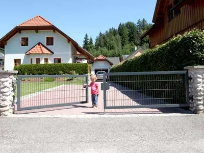 Produktbild von Rohrrahmenflügeltor 2-flügelig - Ausführung: anthrazit beschichtet, Höhe: 123 cm, Durchgangslichte: 500 cm