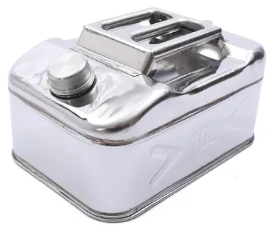 Produktbild von Benzinkanister 10 l - Kraftstoffkanister / Jerrycan - Edelstahl - Mit Ausgießrohr 35 cm - Für Benzin und Diesel - Silber