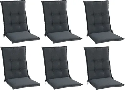 Produktbild von Gartenstuhlauflagen - Dunkelgrau - Mittellehner - 6er Set