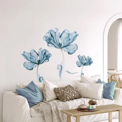 Produktbild von Blaue Lotus Blumen Wandsticker für Wohnzimmer oder Büro
