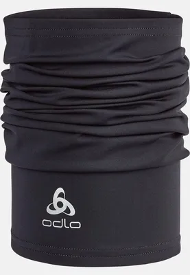 Schwarzer Odlo Ceramiwarm Pro Schlauchschal mit weißem Logo und feinen Nähten