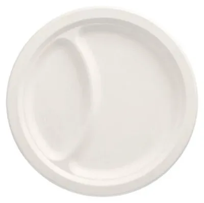 Produktbild von Teller, Zuckerrohr "pure" 2-geteilt Ø 23 cm · 2 cm weiss