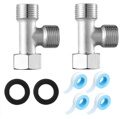 T-Adapter 3/8 Zoll, 2 Stück, Messing, Verteiler für Wasserhahn