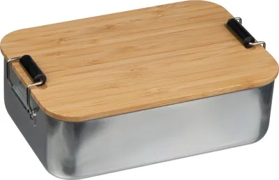 Produktbild von Brotdose / Brotzeitdose / aus Aluminium mit Bambusdeckel