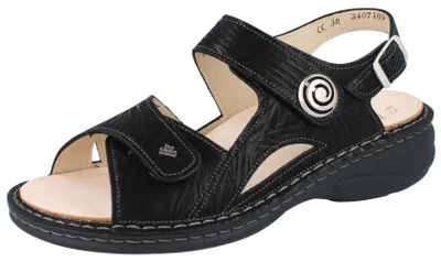 Immagine prodotto di Finn Comfort Denia scarpe da donna, sandalo comodo, pelle, nero - sandalo da donna, comodo / soletta libera, nero, pelle (crumble)
