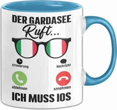Produktbild von Gardasee Tasse Geschenk Italien Urlaub Der Gardasee Ruft An Kaffee-Becher (Blau)
