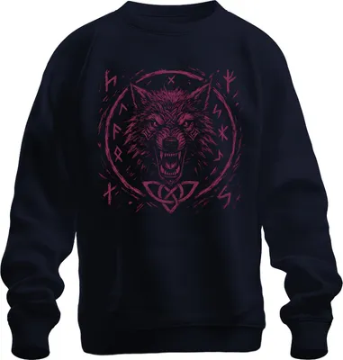 Obrázek produktu pro Viking Wolf Runes Grunge Nordic Celtic Knot Pattern Viking Uni mikina, Navy, XXL