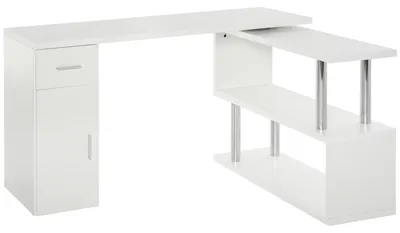Immagine prodotto di Scrivania da Ufficio ad Angolo Porta PC 114x120x74,6 cm in Legno  Bianca