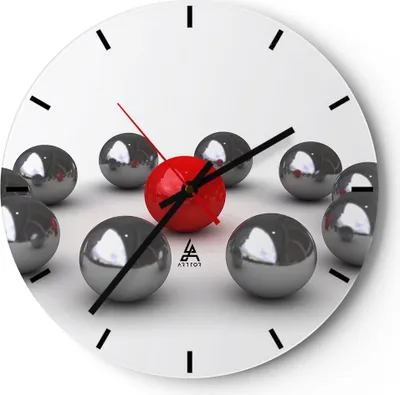 Produktbild von Wanduhr - Rund - Glasuhr - Grafiken Abstraktion Komposition - 30x30cm - Schleichendes Uhrwerk - Lautlos - zum Aufhängen bereit - Dekoration Modern - Wanddekoration aus Glas - C3AR30x30-1386