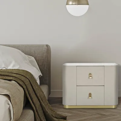 Image de Christov - Chevet 60x40x47h cm Blanc Crème, une étagère