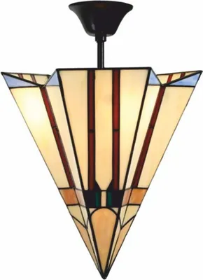 Produktbild von Casa Padrino Art Deco Tiffany Hängeleuchte Bunt / Schwarz H. 93 cm - Tiffany Leuchten