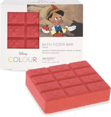 Productafbeelding van Bruisende badbom in de vorm van een chocoladetafel. Kleurrijk bruisend badproduct. Pinocchio, 130 g