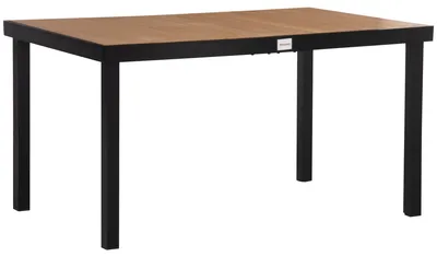 Produktbild von Gartentisch 6 Personen, Aluminium-Kunststoff, 140x90x74 cm, Schwarz/Natur šC Holzoptik-Lamellen, wetterfest, rutschfeste Fš¹?e