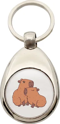 Produktbild von Huuraa Schlüsselanhänger Capybara Paar Comic Metall Schlüsselring Einkaufswagenchip Geschenkidee