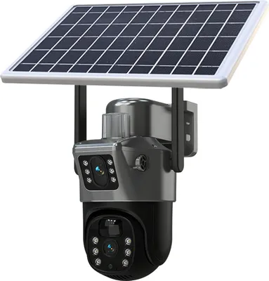 Produktbild von 4K-Solarkamera 32G, kabellose Überwachungskamera, Akku-Kamera, WLAN-Solarkamera, Dual-Linse, Dual-Bildschirm, Sicherheitsschutz, Solar-CCTV-Überwachungssystem
