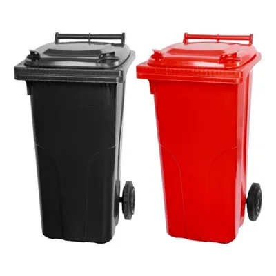 Produktbild von SuperSparSet 2x PROREGAL 2-Rad-Mülltonne MGB | HDPE-Kunststoff | 120 Liter | Grau/Schwarz & Rot